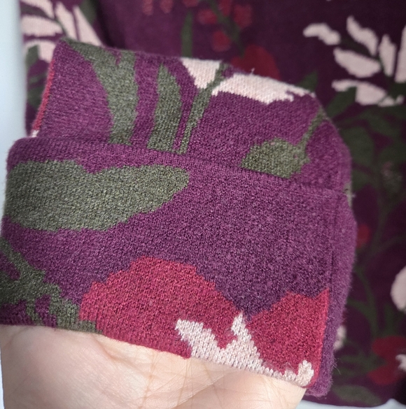 CYNTHIA ROWLEY Rich Burgundy Floral Sweater - Picture 2 of 7